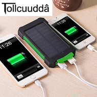 Waterproof 10000Mah Solar Power Bank Solar Charger Dual USB Power Bank with LED Light for iPhone 6 Plus Xiaomi Mobile Phone