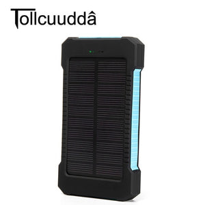 Waterproof 10000Mah Solar Power Bank Solar Charger Dual USB Power Bank with LED Light for iPhone 6 Plus Xiaomi Mobile Phone