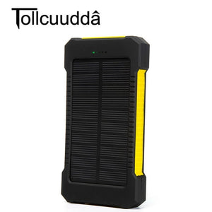 Waterproof 10000Mah Solar Power Bank Solar Charger Dual USB Power Bank with LED Light for iPhone 6 Plus Xiaomi Mobile Phone