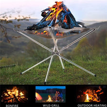 Load image into Gallery viewer, Portable Outdoor Fire Pit Collapsing Steel Mesh Fire Stand Perfect for Camping Backyard and Garden With Carrying Bag
